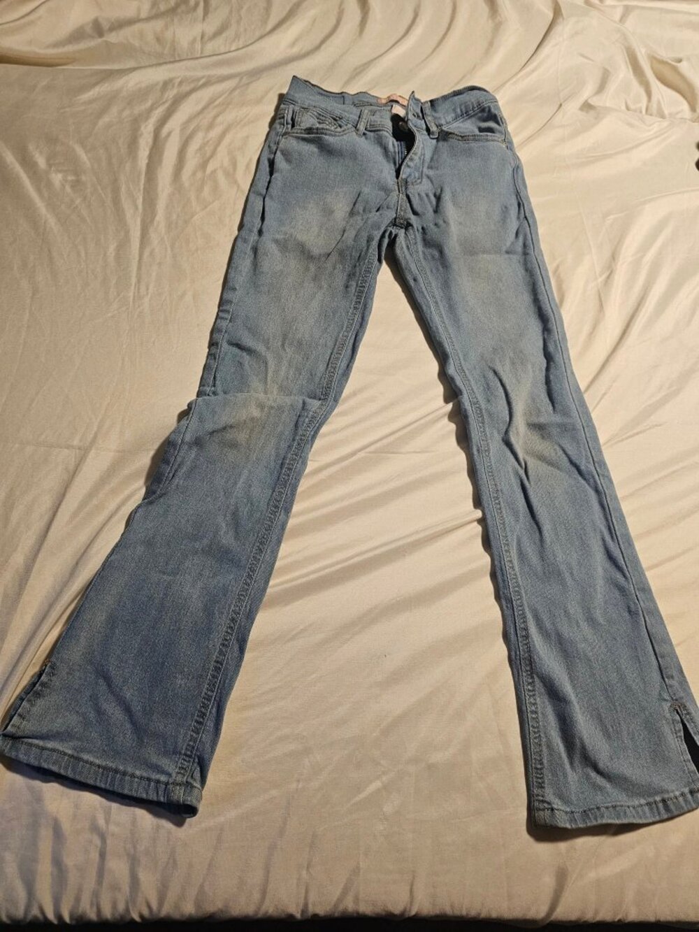 Pink Ivy Jeans Girls Size 14 Light Wash Flare Jeans Split Hem